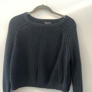American Apparel Black Crew Neck Sweater Ribbed Knit Timeless Design